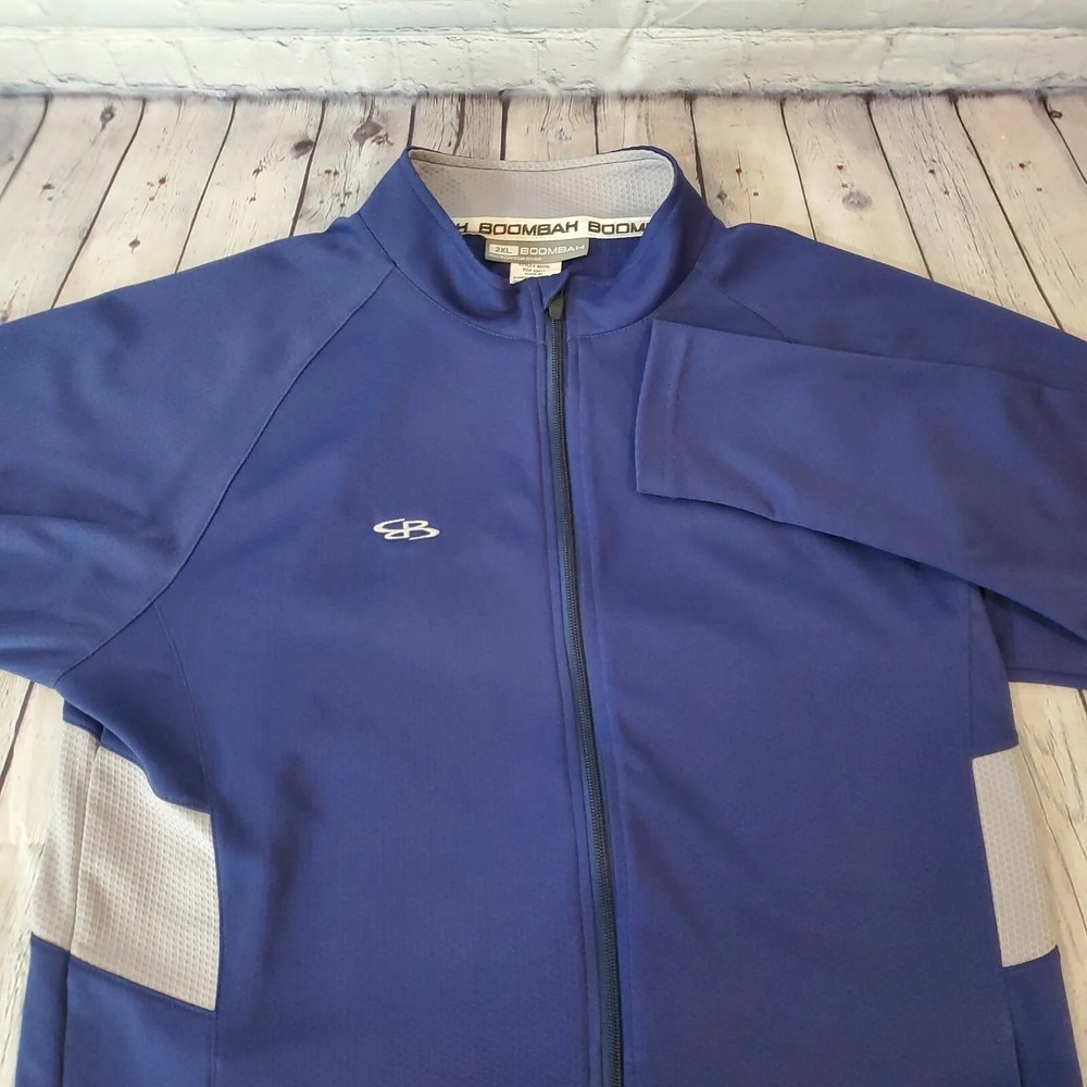 Boombah Full Zip 2XL Lightweight Blue Shirt Long Sleeve Logo Pockets Golf Jacket